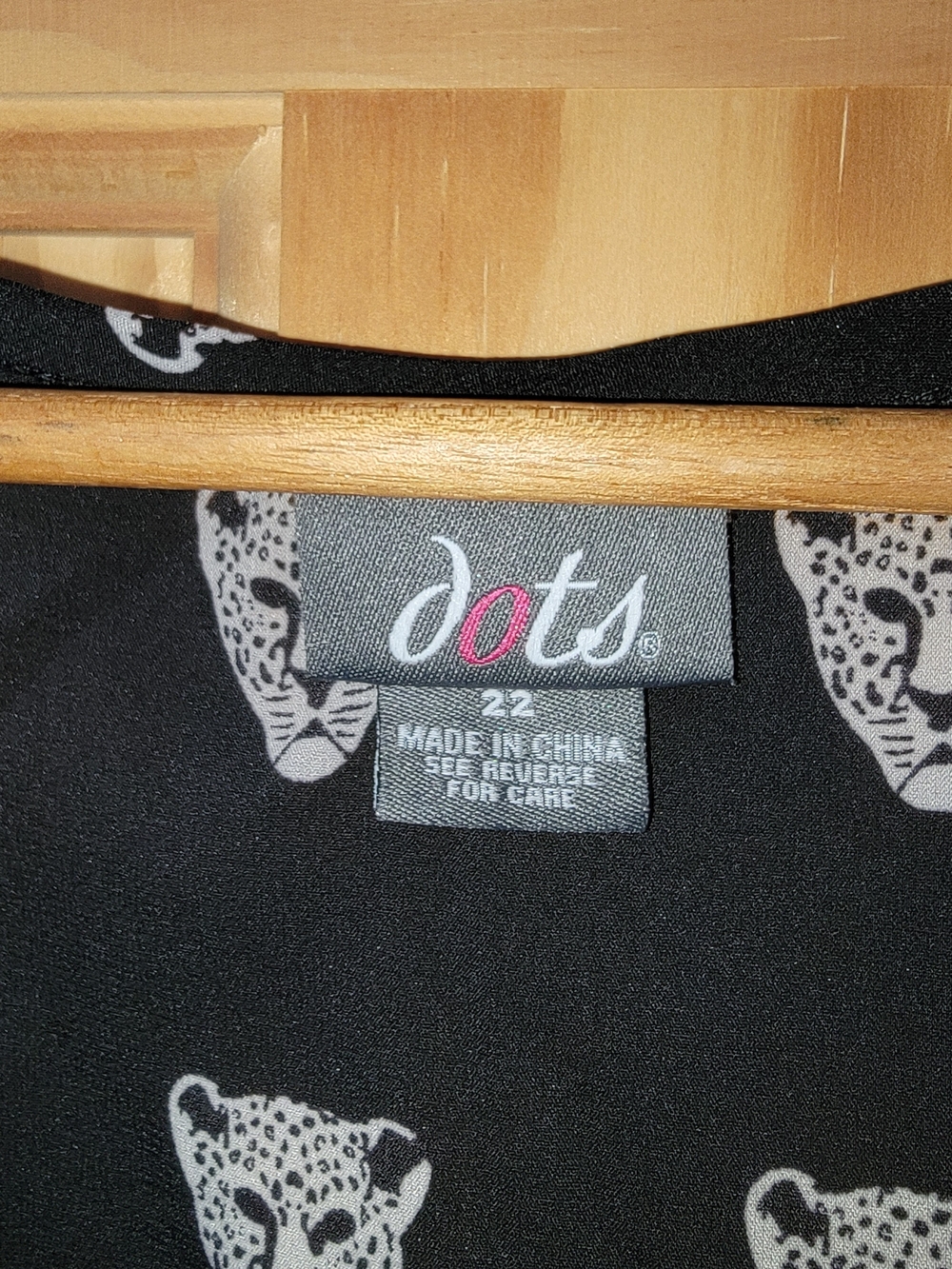 Dots Black Dress with White Leopard Print - Size 22 - Picture 3 of 3